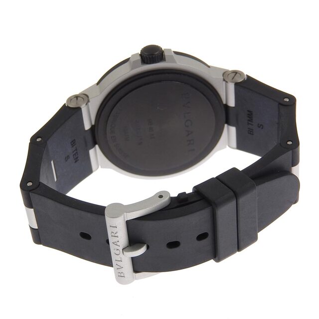 【本物保証】 箱・保付 美品 ブルガリ BVLGARI アルミニウム メンズ 自動巻き オートマ 腕時計 クリーム文字盤 BB40AT