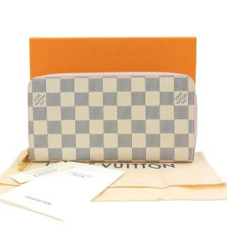 ルイヴィトン(LOUIS VUITTON)の【本物保証】 箱・布袋付 美品 ルイヴィトン LOUIS VUITTON ダミエ アズール ジッピーウォレット ラウンドファスナー長財布 ピンク N63503(財布)