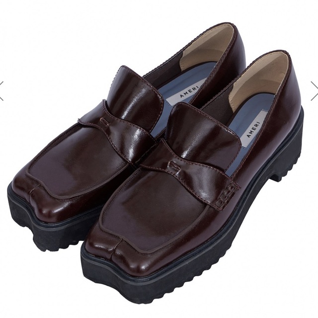 Ameri VINTAGE(アメリヴィンテージ)のWAVE CUTTING PLATFORM LOAFER  ブラウン　Lサイズ レディースの靴/シューズ(ローファー/革靴)の商品写真