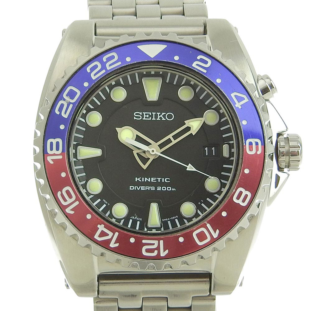 【本物保証】 箱付 美品 セイコー SEIKO キネティック ペプシ プロスペックス ダイバーズ メンズ クォーツ 腕時計 赤/青ベゼル 5M62 0BL0