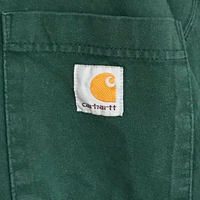 carhartt(カーハート)の【人気グリーン】カーハート　タグロゴ付きロンＴ　ゆるだぼ　グリーン　K129 メンズのトップス(Tシャツ/カットソー(七分/長袖))の商品写真