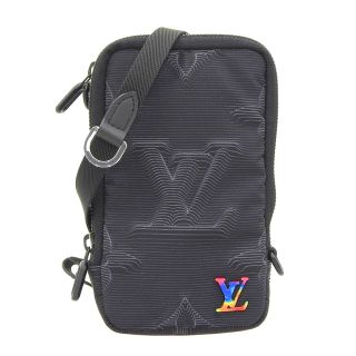 ルイヴィトン(LOUIS VUITTON)の【本物保証】 美品 ルイヴィトン LOUIS VUITTON 3D モノグラム ダブル フォン ポーチ レインボー ショルダーポーチ 黒 希少 レア M80141(ポーチ)