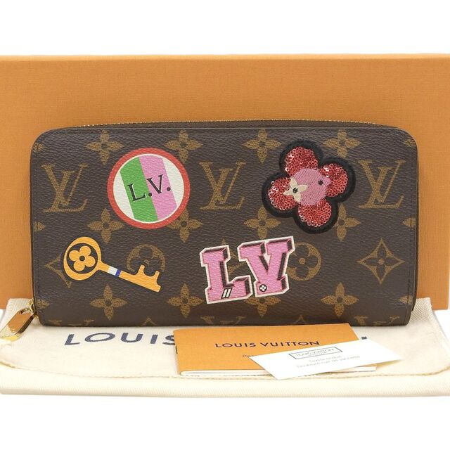 【本物保証】 箱・布袋付 美品 ルイヴィトン LOUIS VUITTON モノグラム ジッピーウォレット パッチーズ ラウンドファスナー長財布 M63392