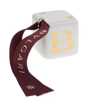 ブルガリ(BVLGARI)の【本物保証】 箱付 超美品 ブルガリ BVLGARI B キューブ チャーム 置物 ホワイト 白 ゴールド 飾り ノベルティ(チャーム)