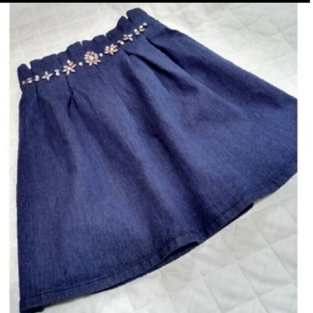 デニムスカート ˚✧₊⁎ ウエストビジュー付き .*° ミニスカート ドレス レディースのスカート(ミニスカート)の商品写真