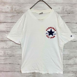 コンバース(CONVERSE)のconverse コンバース　トップス tシャツ ニット刺繍 ロゴ M 白 古着(Tシャツ/カットソー(半袖/袖なし))