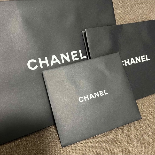 シャネル CHANEL ショッパー 紙袋 3枚 (24x14、14X12 Cm) ショップ袋