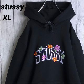 ステューシー(STUSSY)の【美品】【ビッグシルエット】ステューシー 刺繍ロゴ アーチロゴ パーカー XL(パーカー)