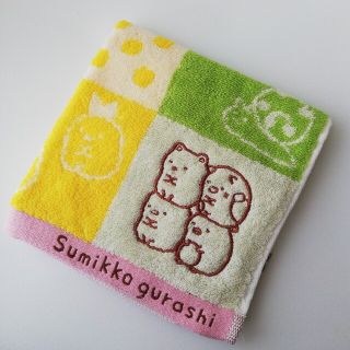 スミッコグラシ(すみっコぐらし)のすみっコぐらし　ハンドタオル　タオル　刺繍　ハンカチ　カラフル　パステルカラー(タオル/バス用品)