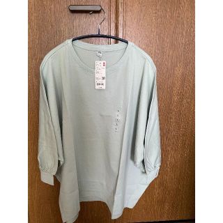 ユニクロ(UNIQLO)の新品 ユニクロ スムースコットンボリュームスリーブTシャツLIGHT GREEN(Tシャツ(長袖/七分))