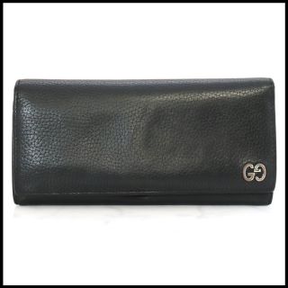 グッチ(Gucci)の【お値下不可】グッチ 481727 レザー　ロングウォレット　長財布　ブラック(長財布)