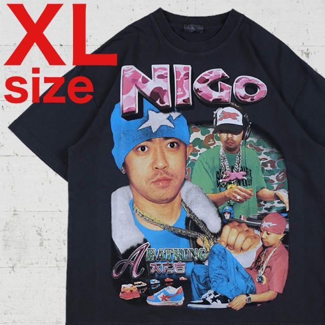 APE（エイプ）NIGO　半袖　RAPTEE　ラップTシャツ　ブラック　XL