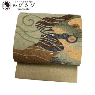 O-2585 袋帯 すくい織 抽象柄模様 枯野色の通販 by リユース着物 