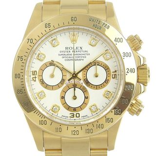 ロレックス(ROLEX)の【本物保証】 箱付 新品同様 ロレックス ROLEX デイトナ クロノグラフ メンズ 腕時計 8Pダイヤ 白文字盤 エルプリメロ 金無垢 W番 16528G(腕時計(アナログ))