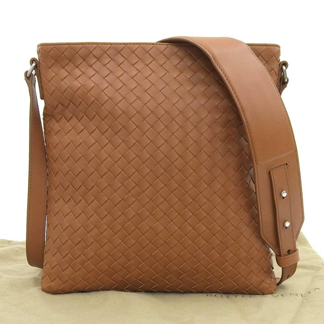 【本物保証】 布袋付 超美品 ボッテガヴェネタ BOTTEGA VENETA イントレチャート ショルダーバッグ メッセンジャーバッグ ブラウン 577534―備考