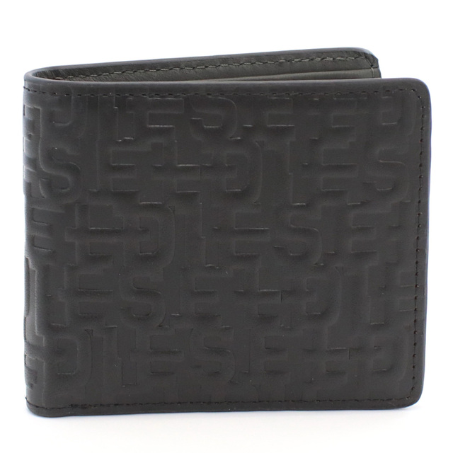 DIESEL ディーゼル X09338 二折財布小銭入付き ブラック メンズ