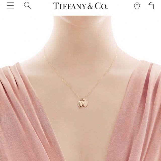 Tiffany & Co.(ティファニー)の18金＊ティファニー＊ミニ ダブル ハート タグ ペンダント＊ネックレス レディースのアクセサリー(ネックレス)の商品写真