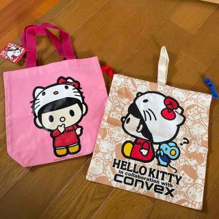 新品タグ付きキティちゃん♡コンベックス♡コラボ♡バック♡エコ お道具袋 手提げ