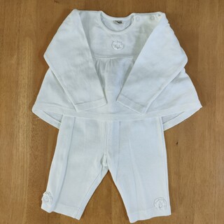白長袖Ｔシャツ&パンツセット　90(Tシャツ/カットソー)