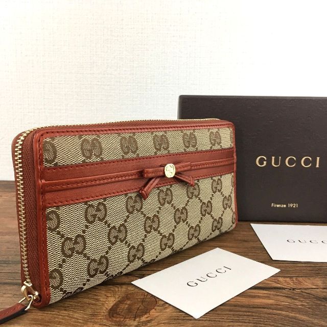 未使用品 GUCCI ジップウォレット 307995 リボン 248 【お買得