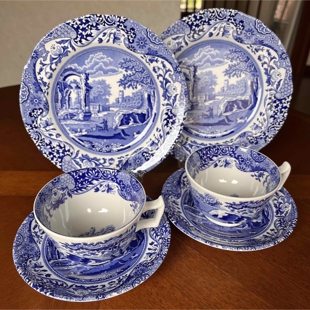 希少品】英国製スポード ☆ブルーイタリアン☆超ラージコンポート-