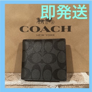 コーチ(COACH)のcoach 折財布　ブラック　シグネチャー　黒　新品　新作　大人気(折り財布)