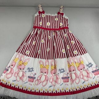 美品 シャーリーテンプルワンピース 白雪姫ワンピース ベロア うさぎ キノコ