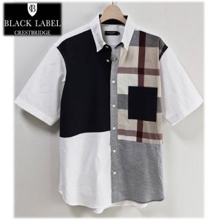 ブラックレーベルクレストブリッジ(BLACK LABEL CRESTBRIDGE)の《ブラックレーベル》新品 チェック切替 アシンメトリー シアサッカーシャツ M(シャツ)