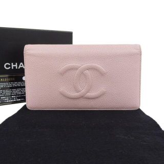 超美品✨ CHANEL シャネル 本物保証 シェブロン レザー 長財布 ピンク