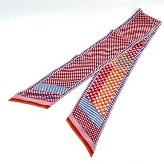 ルイヴィトン(LOUIS VUITTON)のルイヴィトン LOUIS VUITTON バンドー  アクアレル M75210 ダミエ ツイリー/ファッション小物 スカーフ シルク ピンク 美品(バンダナ/スカーフ)