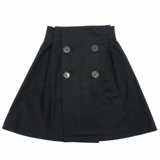 ヨウジヤマモト Yohji Yamamoto ウール スカート ひざ丈 レディース 黒 ブラック size1 Y01390