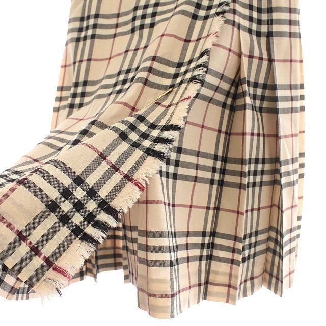 バーバリー BURBERRY ラップスカート チェック プリーツ M ベージュ-