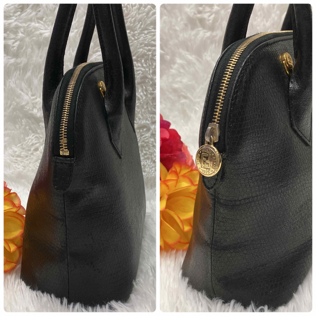 FENDI フェンディ ハンドバッグ ヴィンテージ ゴールド金具 レザー 黒-