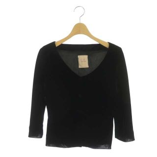 シビラ SYBILLA ベロア ボレロ ジャケット ノーカラー 七分袖 M 黒