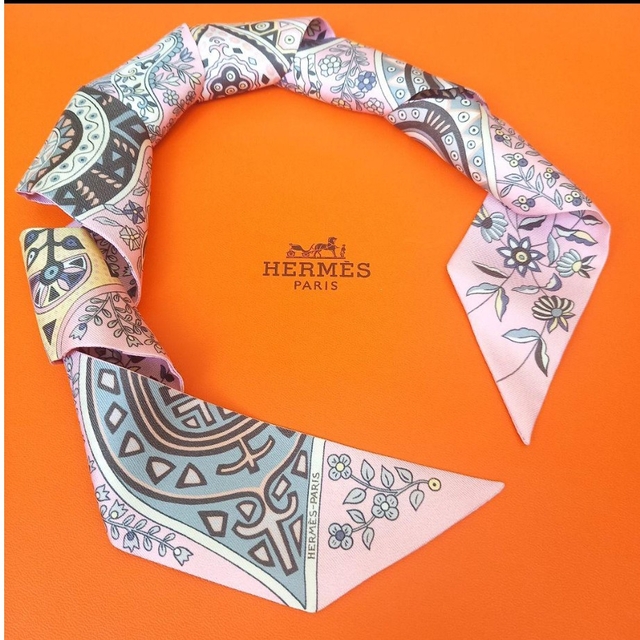☆ 美品 エルメス HERMES ツイリー ピンク系 花 鳥 H - バンダナ/スカーフ
