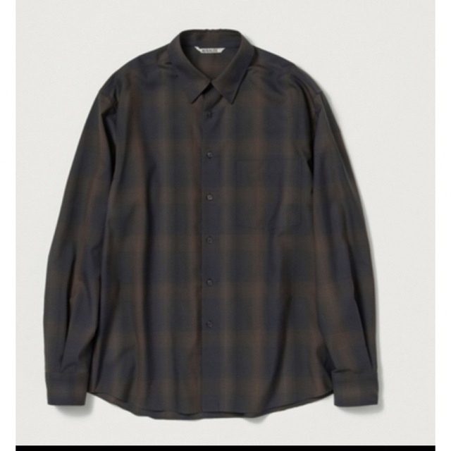 AURALEE SUPER LIGHT WOOL CHECK SHIRT