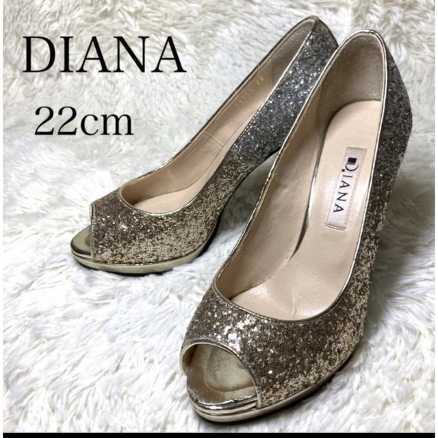 DIANA(ダイアナ)のDIANA ダイアナ グリッター  パンプス ハイヒール ゴールド 22cm レディースの靴/シューズ(ハイヒール/パンプス)の商品写真