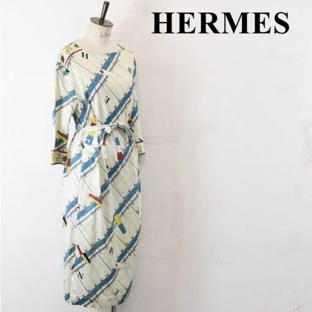 SL AF0022 フランス製 高級 HERMES エルメス 国旗柄 ロング44身幅