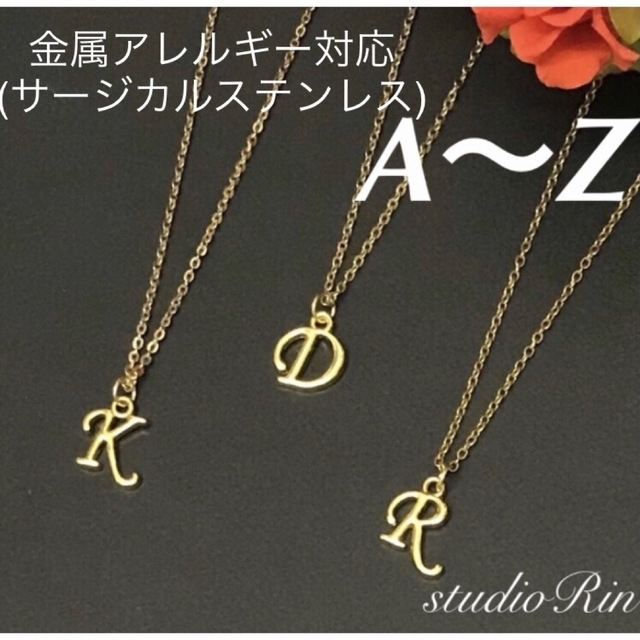 サージカルステンレス♡アルファベットネックレス ハンドメイドのアクセサリー(ネックレス)の商品写真