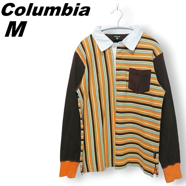 Columbia(コロンビア)の春秋　Columbia　マルチカラー　ボーダー　M　長袖ポロシャツ　クレイジー メンズのトップス(ポロシャツ)の商品写真