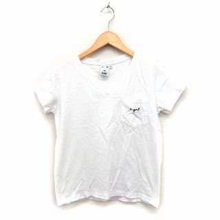 エックスガール(X-girl)のエックスガール x-girl ロゴ刺繍 Vネック カットソー Tシャツ 半袖 綿(カットソー(半袖/袖なし))