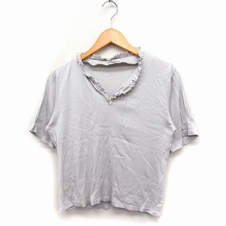 スキャパ(SCAPA)のスキャパ SCAPA フリル カットソー Tシャツ 半袖 オープンネック 無地(シャツ/ブラウス(半袖/袖なし))