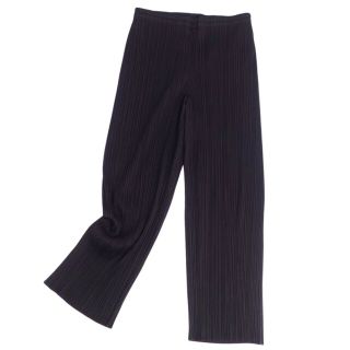 プレーンクロージング(PLAIN CLOTHING)の美品 プリーツプリーズ イッセイミヤケ PLEATS PLEASE パンツ ロングパンツ 無地 プリーツ ボトムス レディース 2(M相当) ブラック(その他)