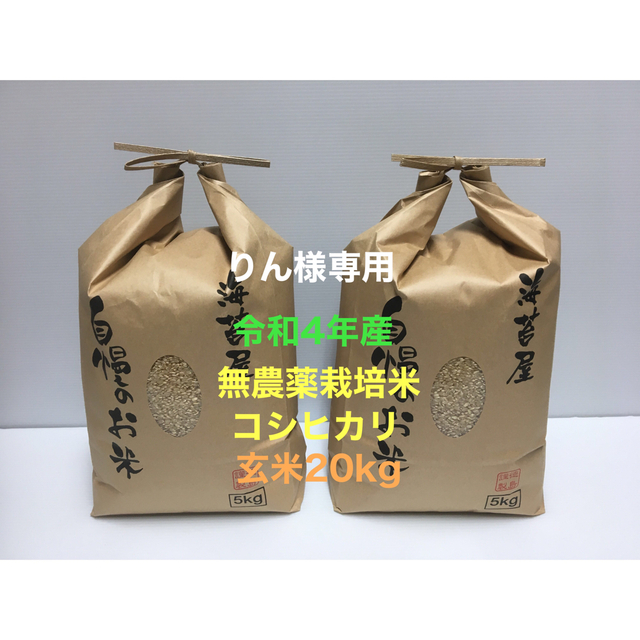 りん様専用 無農薬コシヒカリ玄米20kg(5kg×4)令和4年 徳島県産-