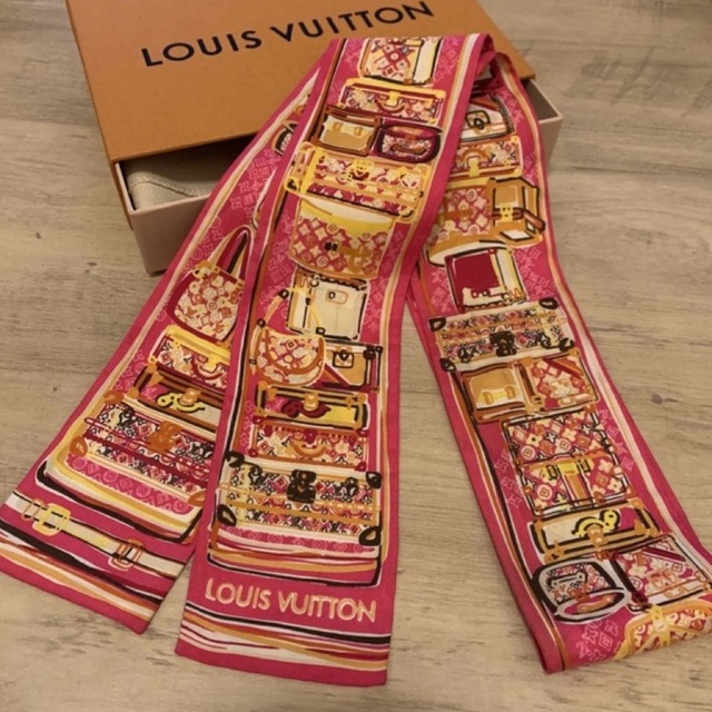 LOUIS VUITTON Brown Monogram Trunk Bandeau Silk Scarf 120cm M72395