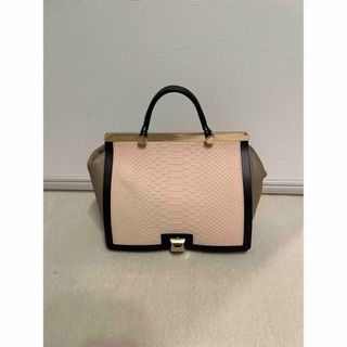 極美品　FURLA ハンドバック　トートバック　ピンク　ブラウン　パイソン