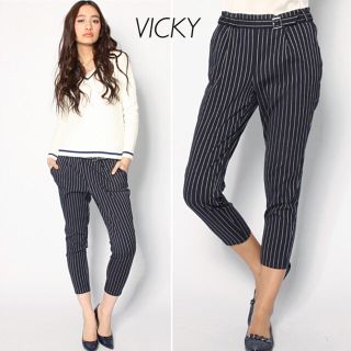 ビッキー(VICKY)のVICKY  ストライプアジャストタックパンツ(カジュアルパンツ)