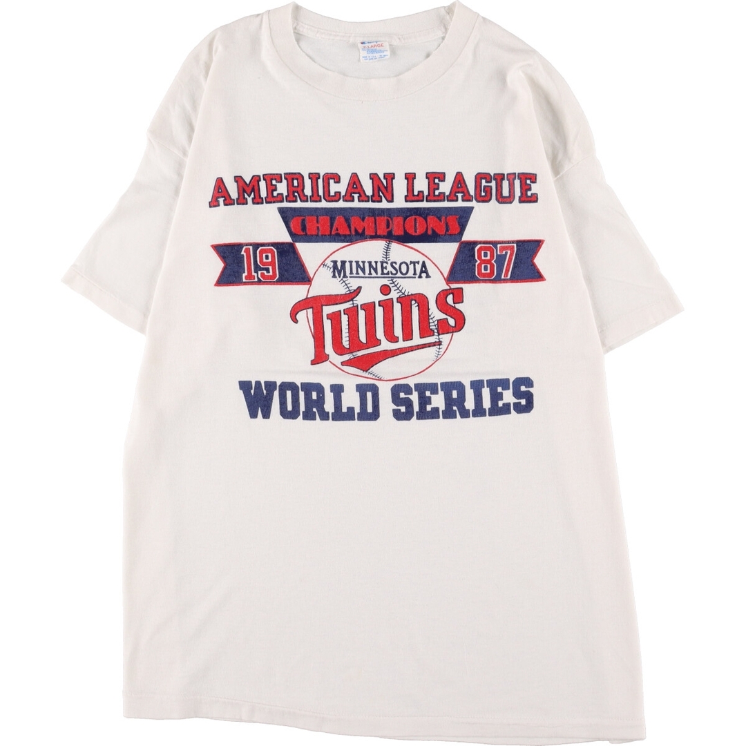 80年代 チャンピオン Champion トリコタグ MLB MINNESOTA TWINS ミネソタツインズ スポーツプリントTシャツ USA製 メンズL ヴィンテージ /eaa331568