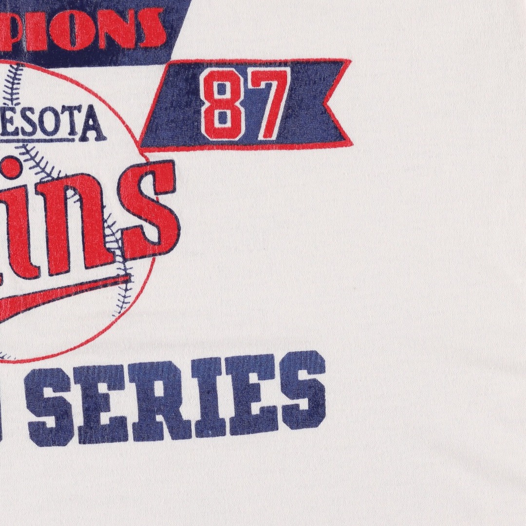 80年代 チャンピオン Champion トリコタグ MLB MINNESOTA TWINS ミネソタツインズ スポーツプリントTシャツ USA製 メンズL ヴィンテージ /eaa331568USA製年代