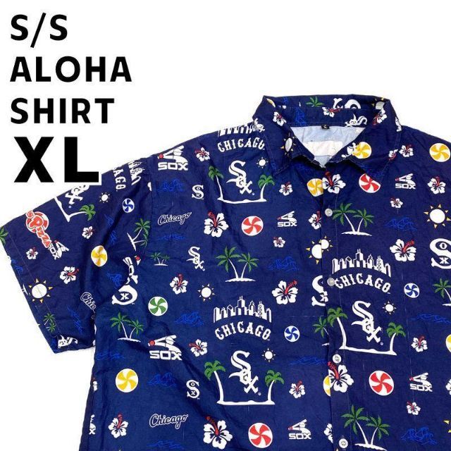 Mサイズ　アロハシャツ　MLB　 シカゴホワイトソックス柄デザインプリント